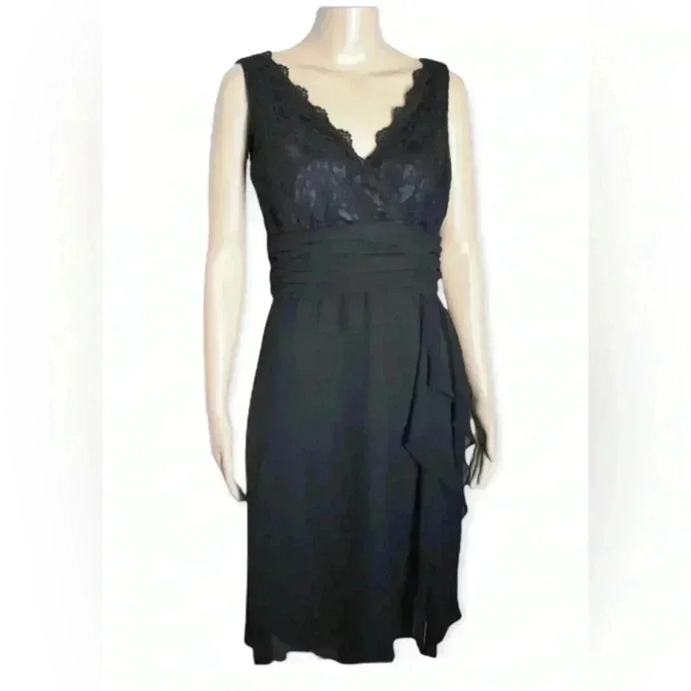 Jessica Howard Semi Formal Black Sleeveless Dress Size 12. Lace & Chiffon.